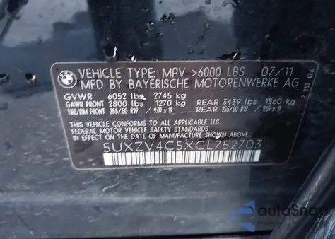 2012 BMW X5 xDrive35I/xDrive35I Premium/xDrive35I Sport Activity из США, поврежденный, VIN 5UXZV4C5XCL752703